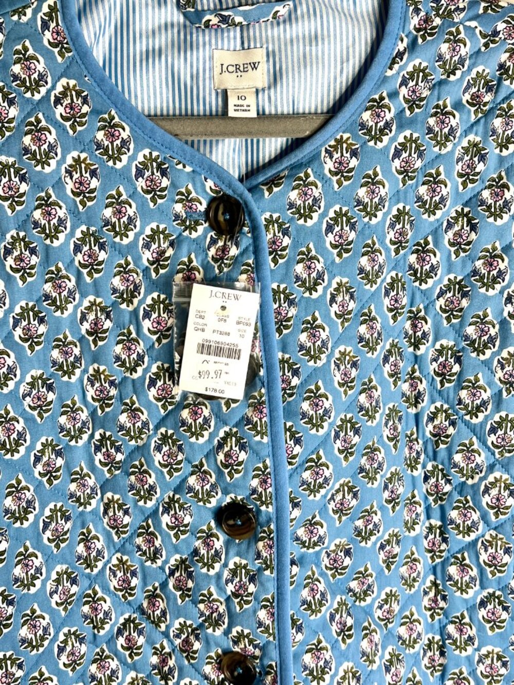 J. Crew Block-Print Quilted Jacket Cottagecore Floral Butter Mom Sz 10 NWT - Picture 4 of 7